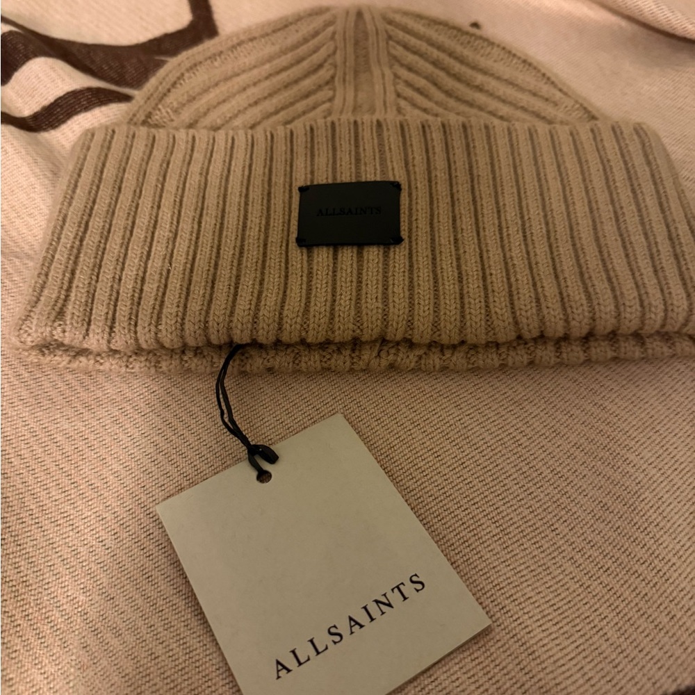 AllSaints Tan Knit Beanie